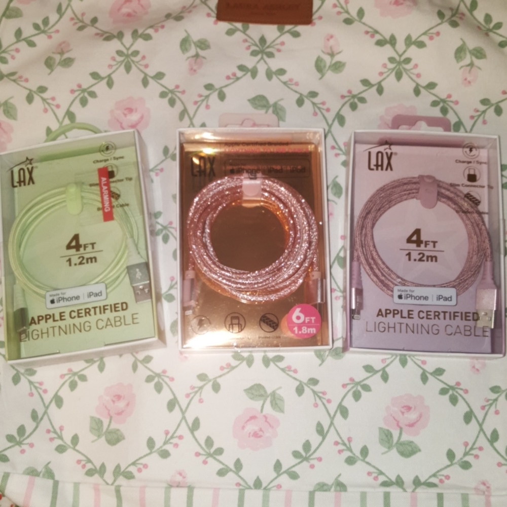 Apple-Certified Lightning Cable - Green, Rose Gold & Purple